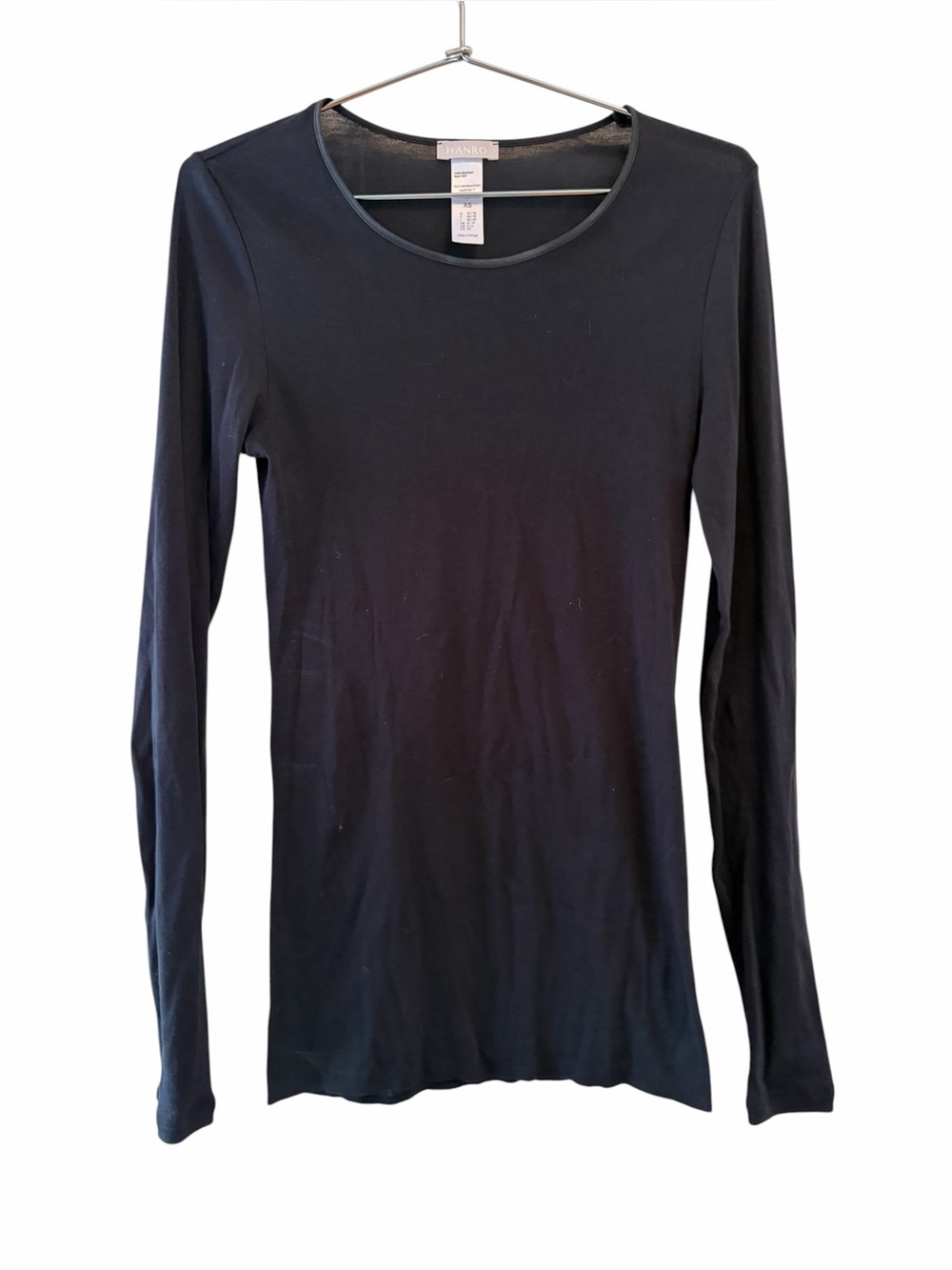 HANRO Basics Women's Black Long-Sleeve Crewneck Top
